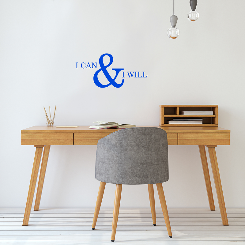 Motivational and Inspirational do it Yourself Art Decal/Large I can and I Will 11" x 23" Wall Decoration Vinyl Sticker (Blue) 3