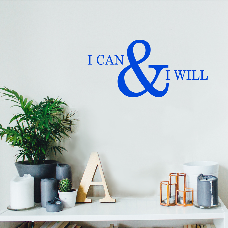 Motivational and Inspirational do it Yourself Art Decal/Large I can and I Will 11" x 23" Wall Decoration Vinyl Sticker (Blue) 4