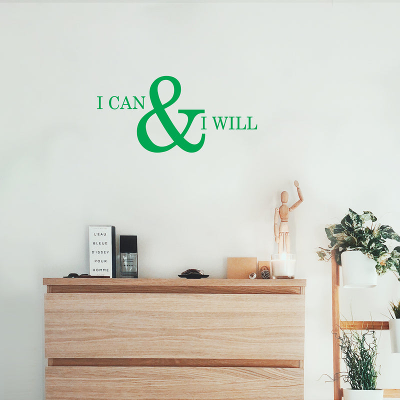 Motivational and Inspirational do it Yourself Art Decal/Large I can and I Will 11" x 23" Wall Decoration Vinyl Sticker (Green) 2