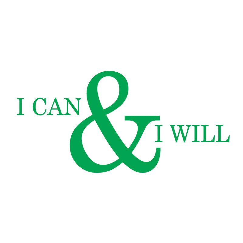 Motivational and Inspirational do it Yourself Art Decal/Large I can and I Will 11" x 23" Wall Decoration Vinyl Sticker (Green) 1