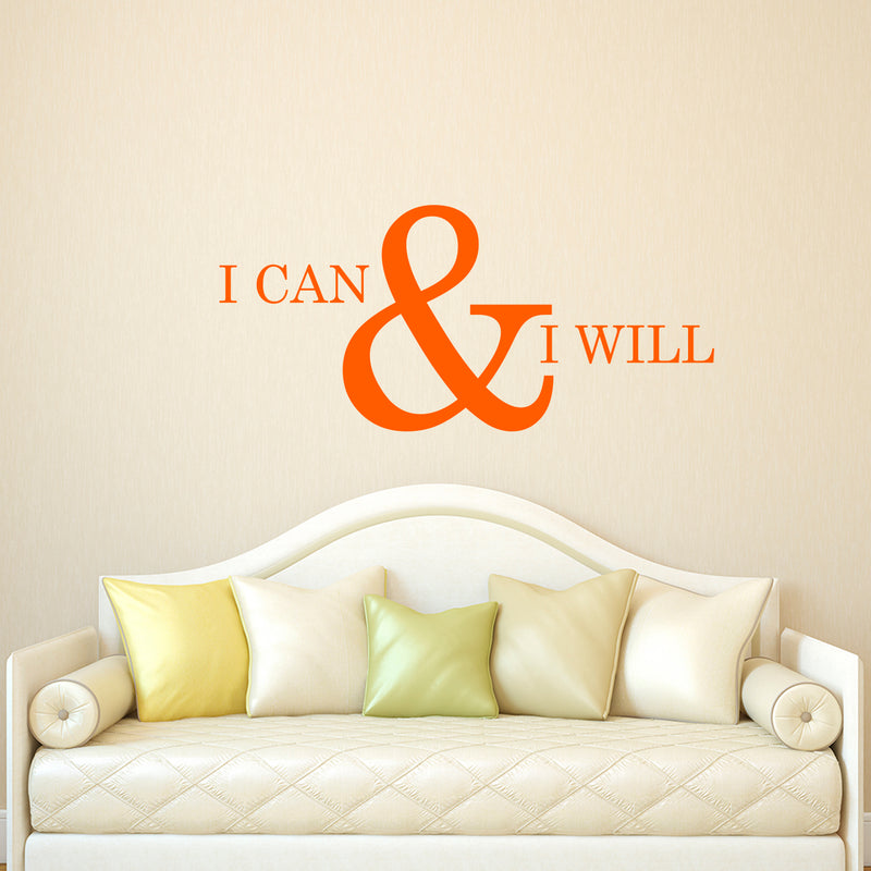 Motivational and Inspirational do it Yourself Art Decal/Large I can and I Will 11" x 23" Wall Decoration Vinyl Sticker (Orange) 2