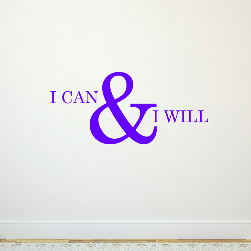 Motivational and Inspirational do it Yourself Art Decal/Large I can and I Will 11" x 23" Wall Decoration Vinyl Sticker (Purple) 2