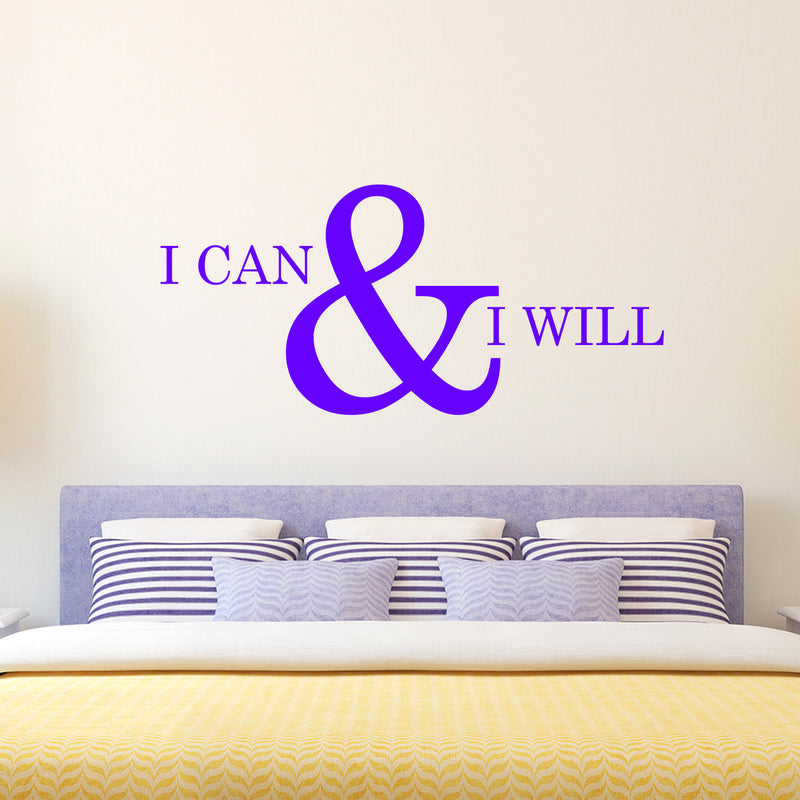 Motivational and Inspirational do it Yourself Art Decal/Large I can and I Will 11" x 23" Wall Decoration Vinyl Sticker (Purple) 3