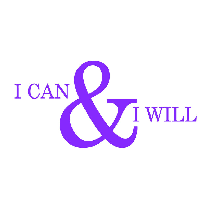 Motivational and Inspirational do it Yourself Art Decal/Large I can and I Will 11" x 23" Wall Decoration Vinyl Sticker (Purple) 1