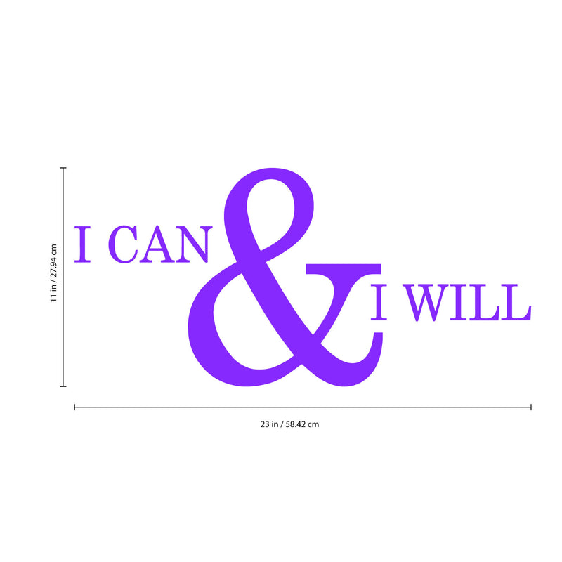 Motivational and Inspirational do it Yourself Art Decal/Large I can and I Will 11" x 23" Wall Decoration Vinyl Sticker (Purple) 4