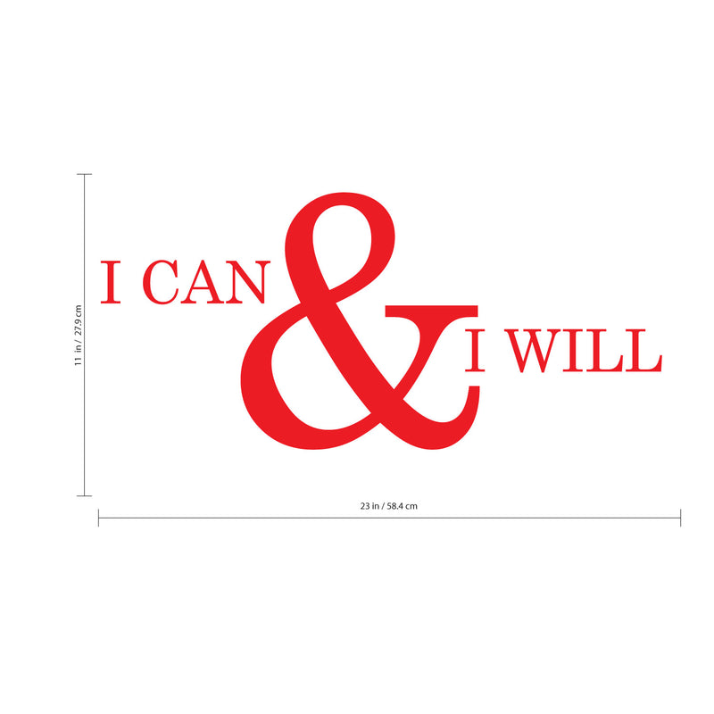 Motivational and Inspirational do it Yourself Art Decal/Large I can and I Will 11" x 23" Wall Decoration Vinyl Sticker (Red) 4