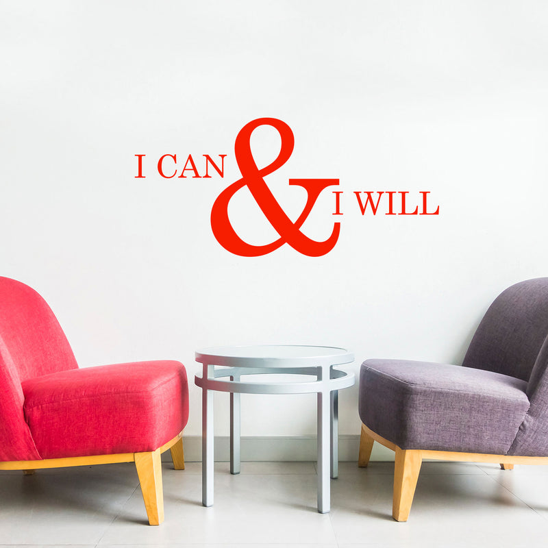 Motivational and Inspirational do it Yourself Art Decal/Large I can and I Will 11" x 23" Wall Decoration Vinyl Sticker (Red) 2