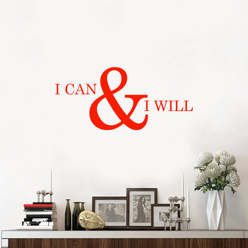 Motivational and Inspirational do it Yourself Art Decal/Large I can and I Will 11" x 23" Wall Decoration Vinyl Sticker (Red) 3