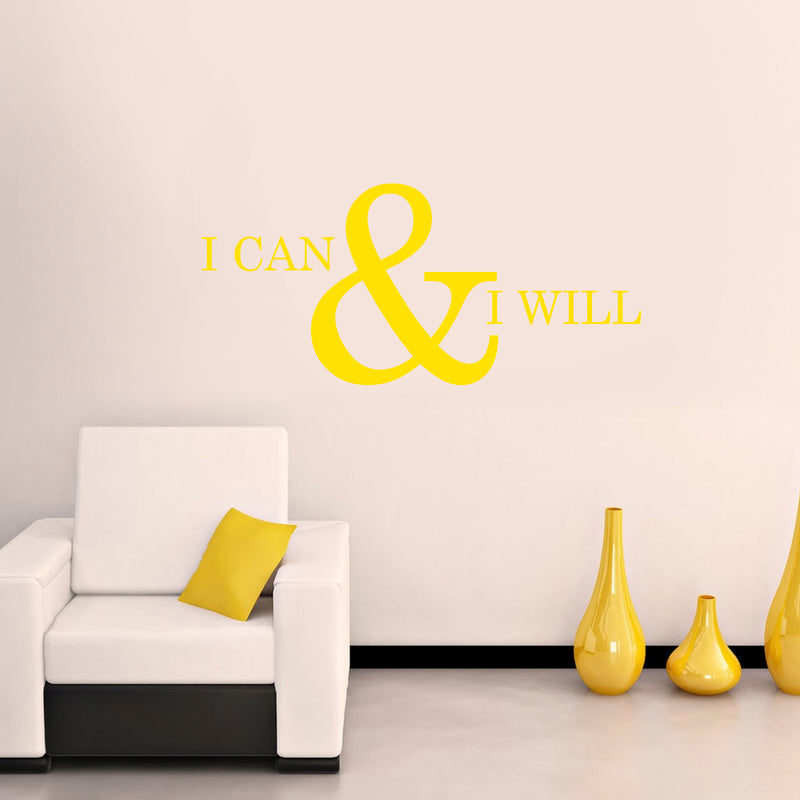 Motivational and Inspirational do it Yourself Art Decal/Large I can and I Will 11" x 23" Wall Decoration Vinyl Sticker (Yellow) 2