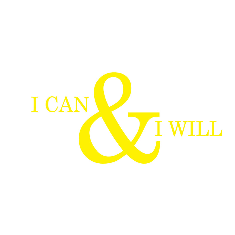 Motivational and Inspirational do it Yourself Art Decal/Large I can and I Will 11" x 23" Wall Decoration Vinyl Sticker (Yellow) 1