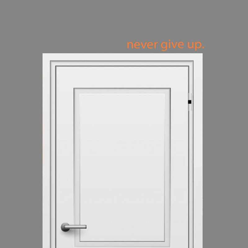 Motivational Art Decal/Never Give Up Wall Vinyl Sticker - Never Give Up Motivational Quote - Wall Art Decal - 2" x 18" Decoration Sticker - Life Quote Decal - Over The Door (Orange) 5