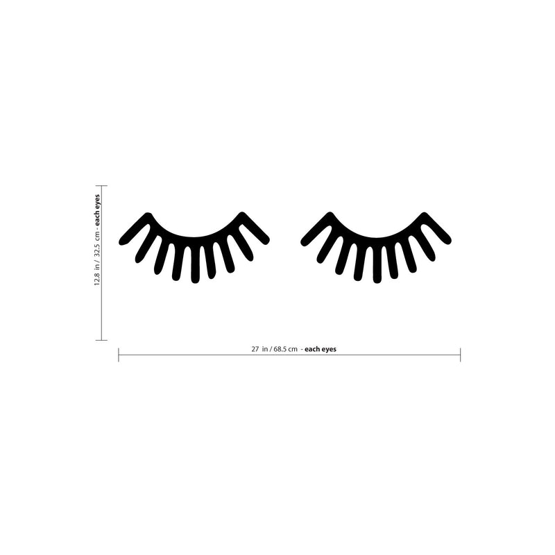 Large Children Baby Room Sleeping Eye Eyelash Vinyl Wall Art Decal - 12.8" x 27" Decoration Vinyl Sticker- Black 2