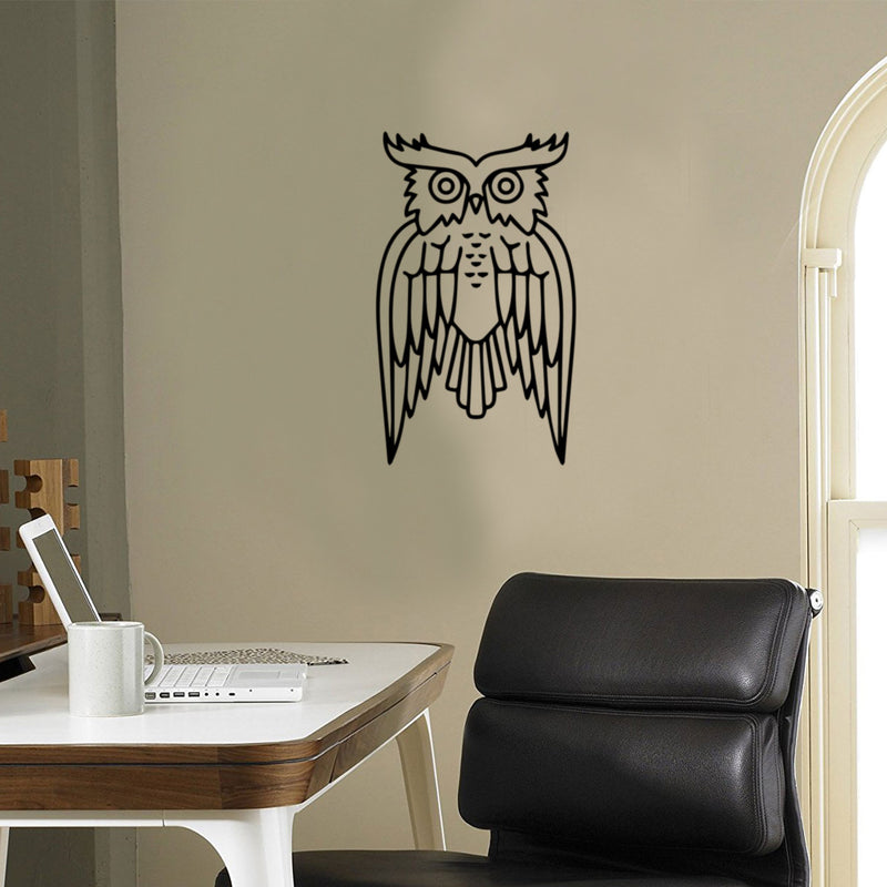 Wise Owl Wall Decoration - Wall Art Decal - Bird Vinyl Sticker - Living Room Wall Decor (White; 2