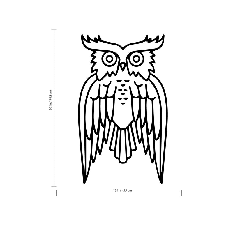 Wise Owl Wall Decoration - Wall Art Decal - Bird Vinyl Sticker - Living Room Wall Decor (White; 5