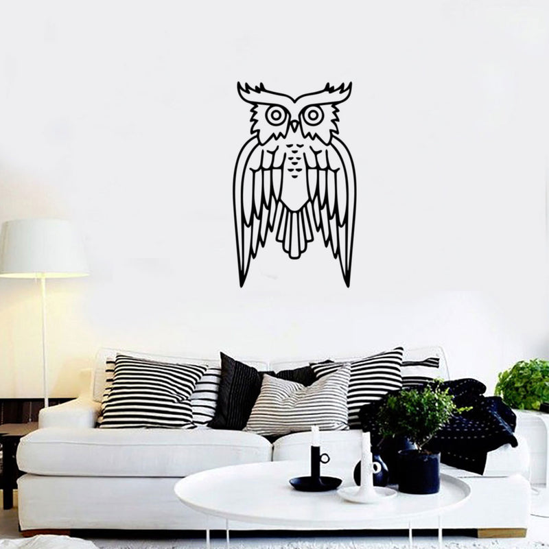 Wise Owl Wall Decoration - Wall Art Decal - Bird Vinyl Sticker - Living Room Wall Decor (Black; 30" x 18") 3