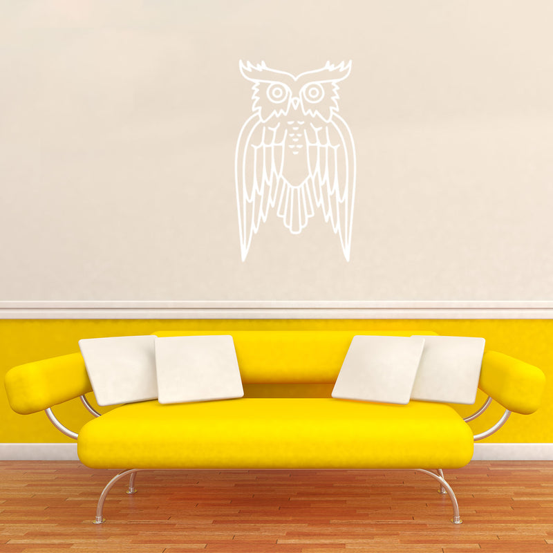 Wise Owl Wall Decoration - Wall Art Decal - Bird Vinyl Sticker - Living Room Wall Decor (White; 30" x 18") 2