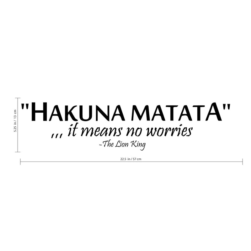 Hakuna Matata Lion King Wall Art Decal - 5.25" x 22.5" Decoration Vinyl Sticker - Black 2