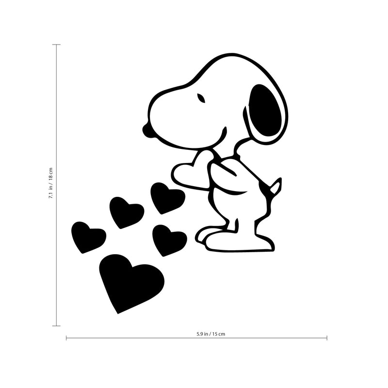 Snoopy Love Hearts Cartoon Wall Art Decal /7.1" x 5.9" Decoration Vinyl Sticker-Black 2