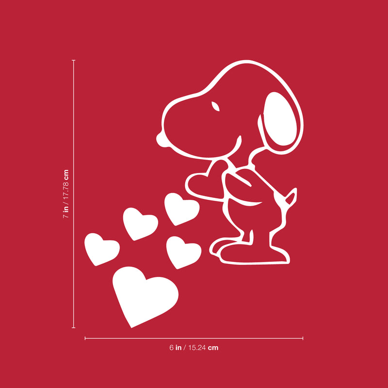 Snoopy Love Hearts Cartoon Wall Art Decal /7.1" x 5.9" Decoration Vinyl Sticker-White 3