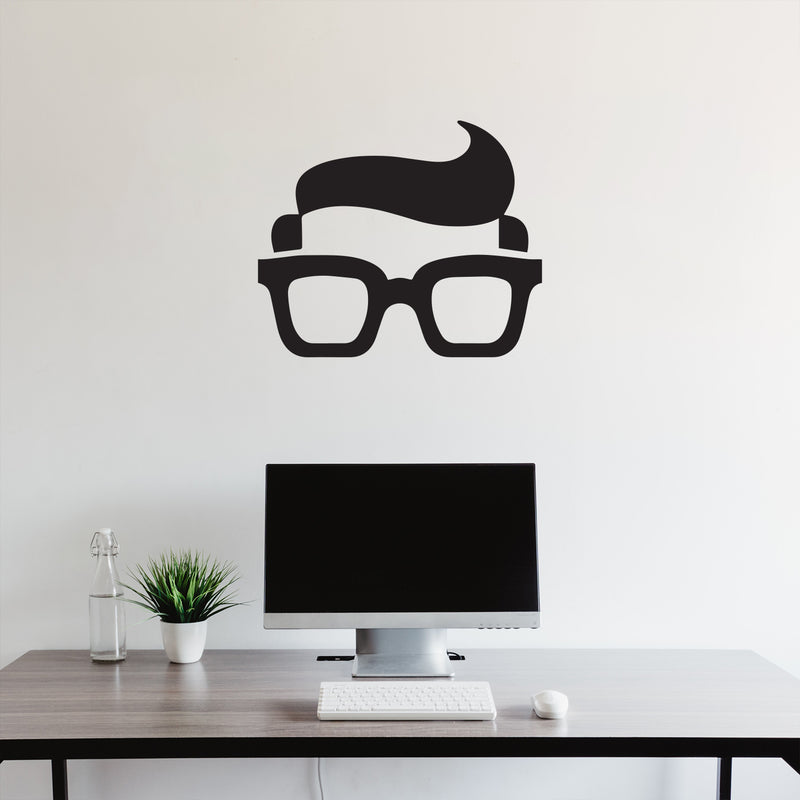 Glasses and Hair Man's Face Silhouette- Wall Art Decal - Decoration Vinyl Sticker - Living Room Wall Decoration 3