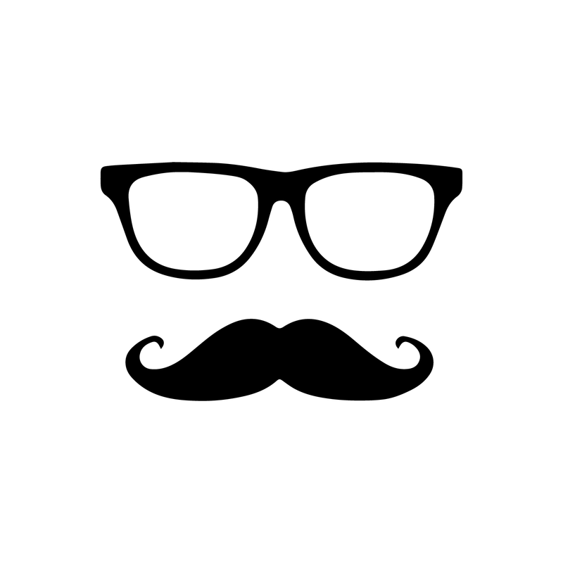 Men’s Glasses Mustache Silhouette - Wall Art Decal - 15.5.5" x 23.5" Decoration Vinyl Sticker - Living Room Wall Decor - Office Wall Decoration 1