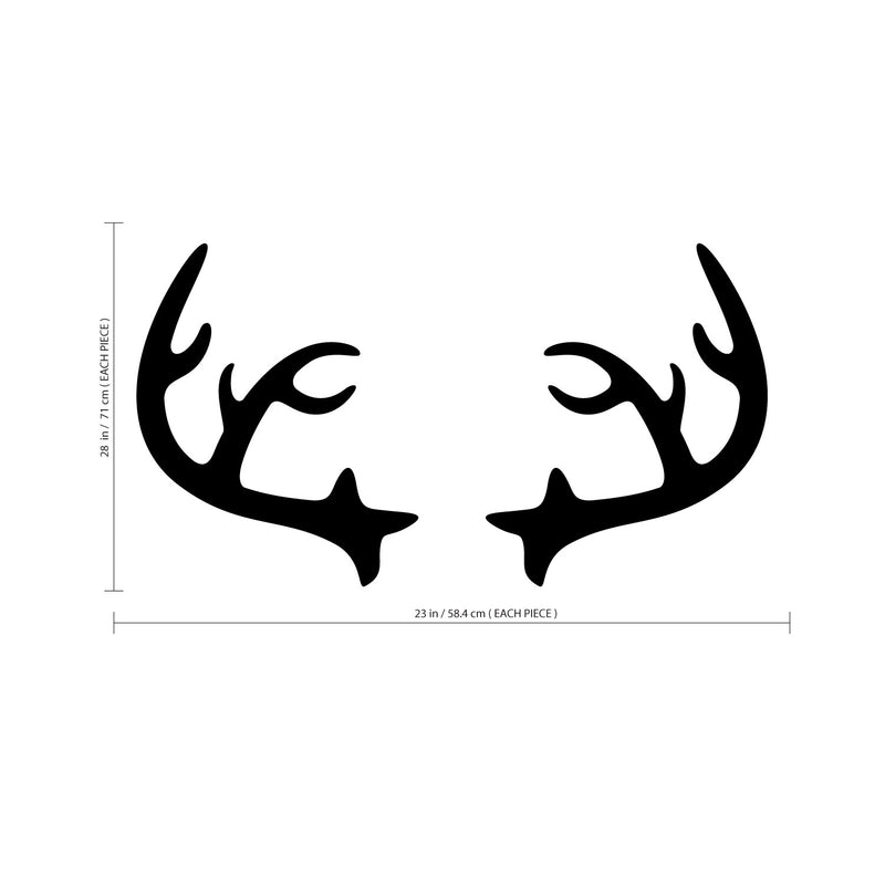 Chic Holiday Christmas Reindeer - Deer Antler Vinyl Wall Art Decal - 28" x 23" Decoration Vinyl Sticker - Black 2