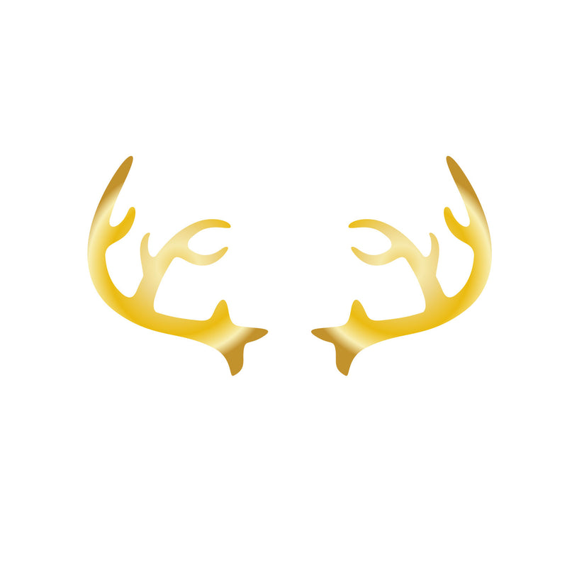 Chic Holiday Christmas Reindeer - Deer Antler Vinyl Wall Art Decal - 28" x 23" Decoration Vinyl Sticker - Gold 2