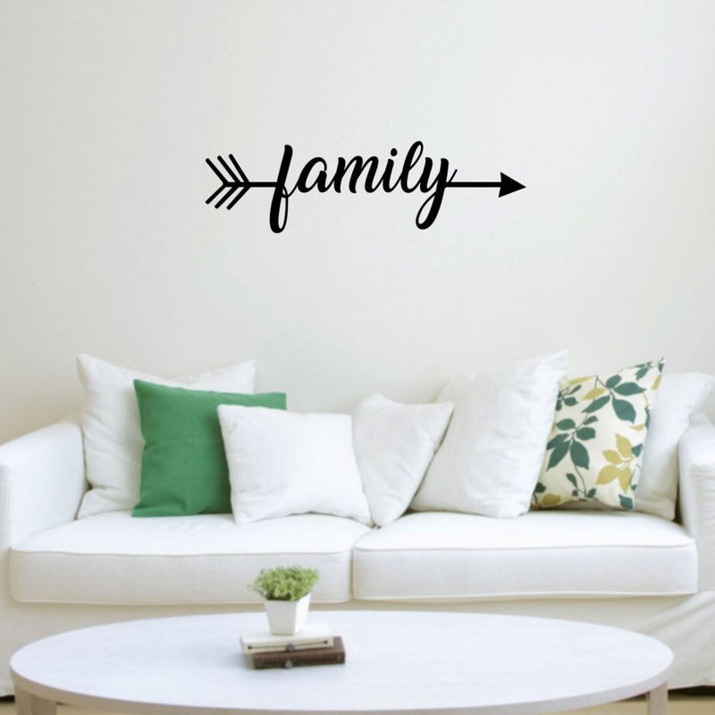 Family Arrow Living Room Vinyl Wall Art Decal - 8" x 23" Decoration Vinyl Sticker-Black 1