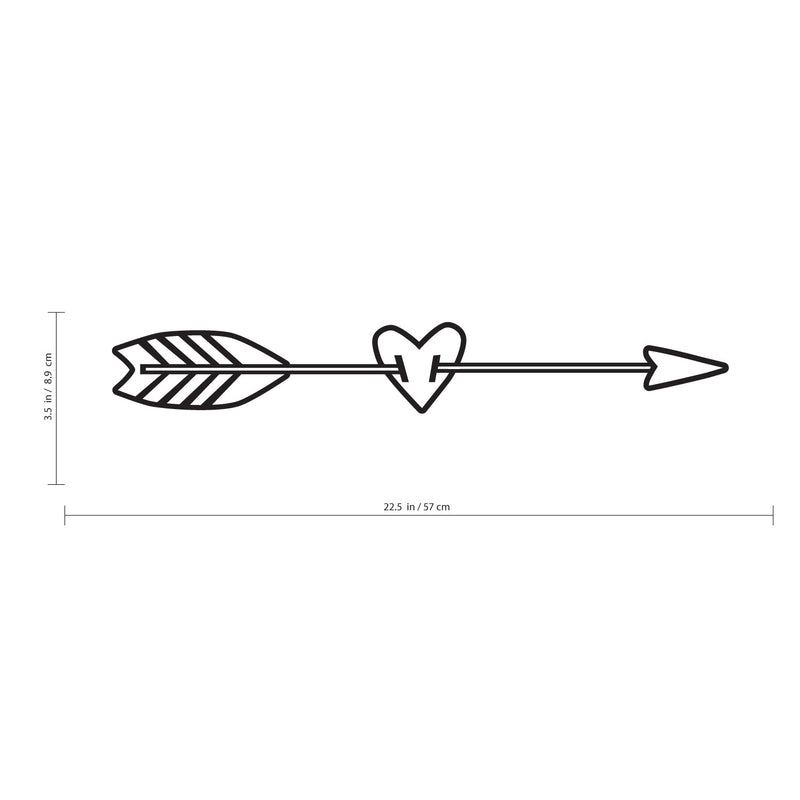 Heart Arrow Living Room and Bedroom Vinyl Wall Art Decal - 3.5" x 22.5" Decoration Vinyl Sticker-Black 2