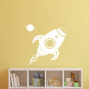 Imprinted Designs Spaceship Rocket with Planet Wall Decal Sticker Art in White - 22" x 22" - Kids Room Wall Art - Children’s Room Decor - Cute Boy’s Nursery Wall Decorations 4