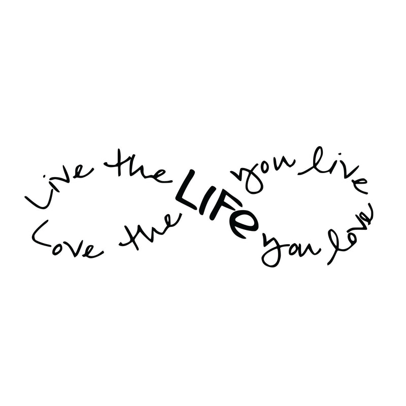 Imprinted Designs Live The Life You Love. Bob Marley Infinity Quote Vinyl Wall Decal Sticker Art (Black; 8" X 23") 2