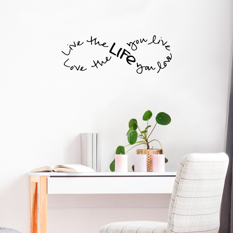 Imprinted Designs Live The Life You Love. Bob Marley Infinity Quote Vinyl Wall Decal Sticker Art (Black; 8" X 23") 3