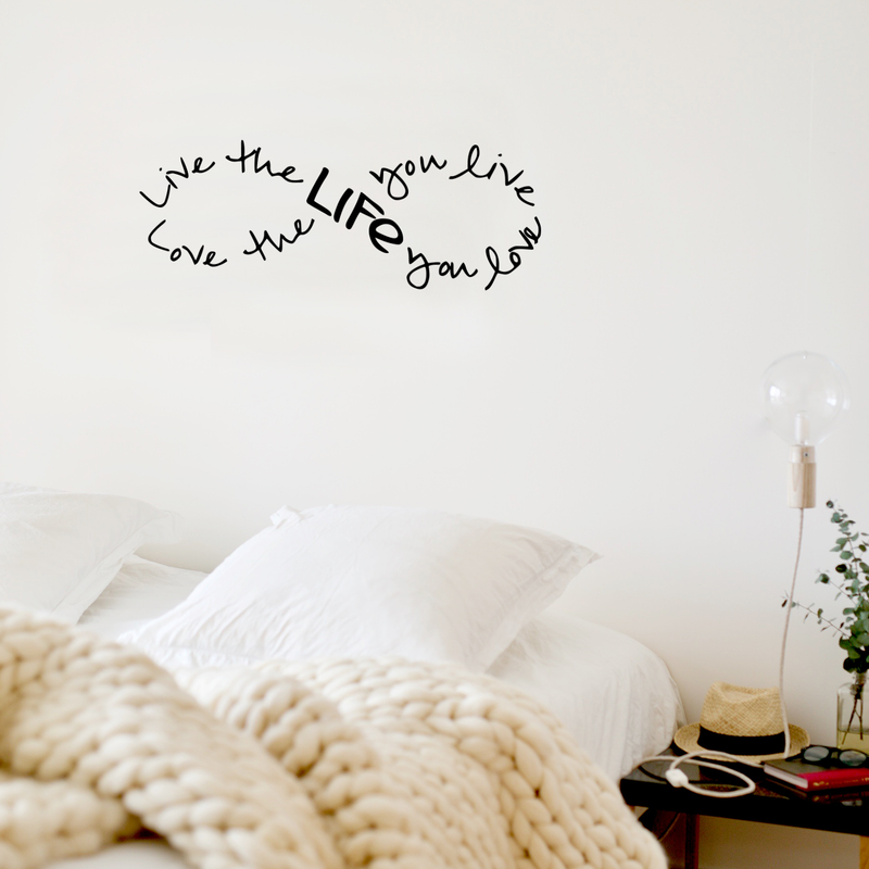 Imprinted Designs Live The Life You Love. Bob Marley Infinity Quote Vinyl Wall Decal Sticker Art (Black; 8" X 23") 5