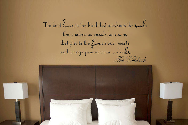 Imprinted Designs The Best Love is The Kind That Awakens The Soul. Notebook Quote Vinyl Wall Decal Sticker Art (42" X 20") 2