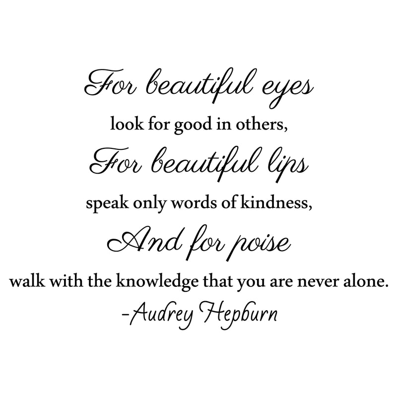 Imprinted Designs Beautiful Eyes. Audrey Hepburn Quote Vinyl Wall Decal Sticker Art 1