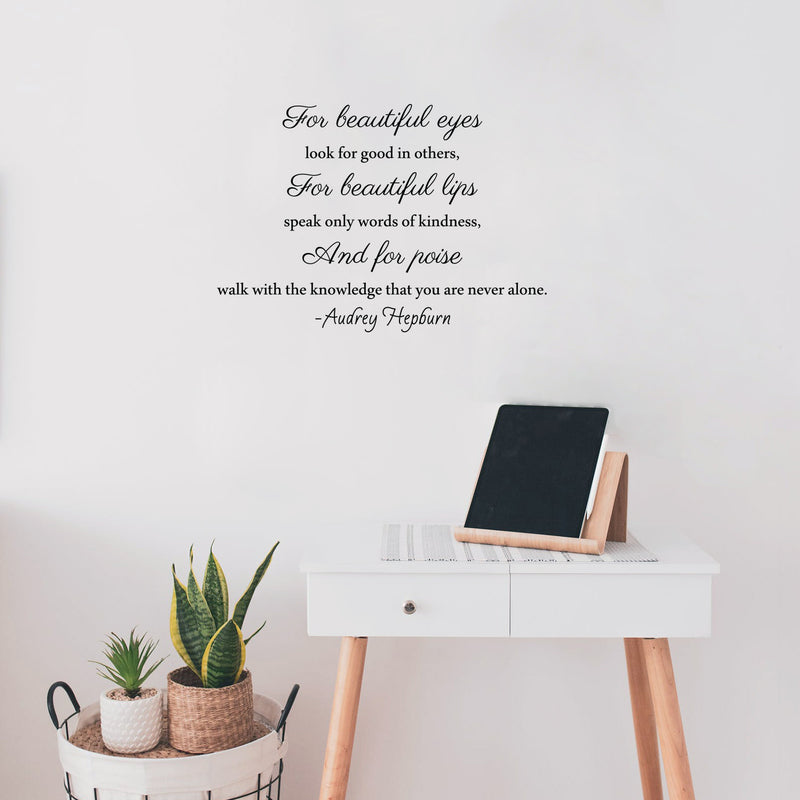 Imprinted Designs Beautiful Eyes. Audrey Hepburn Quote Vinyl Wall Decal Sticker Art 3