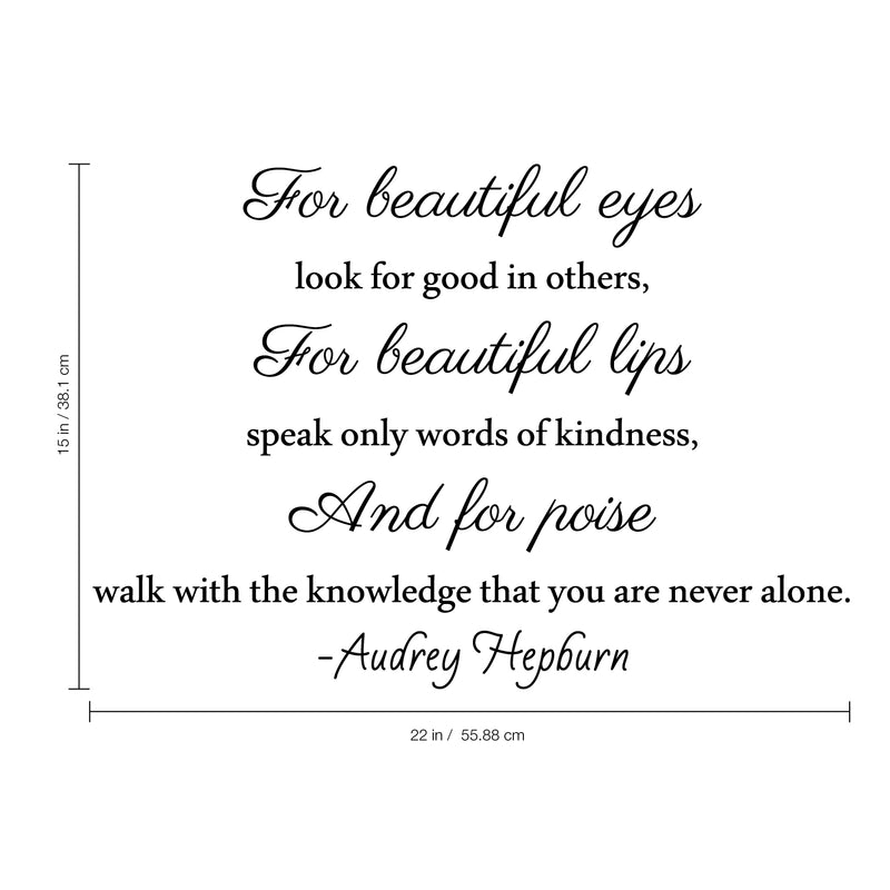 Imprinted Designs Beautiful Eyes. Audrey Hepburn Quote Vinyl Wall Decal Sticker Art 4