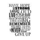 Have Hope; Be Strong... Inspirational and Motivational Quote Vinyl Wall Art Decal - Decoration Vinyl Sticker 1