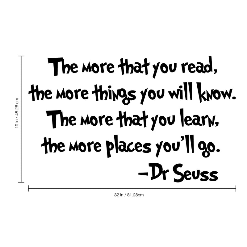 The more that you read; the more things that you will know.. Inspirational Quote Vinyl Wall Art Decal - Decoration Vinyl Sticker 3