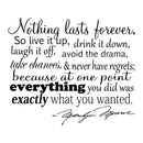 Nothing Lasts Forever. Marilyn Monroe Quote Vinyl Wall Decal Sticker Art 3