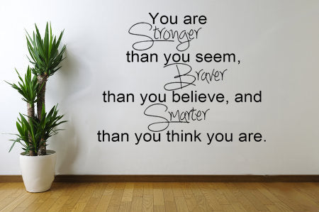 You are stronger than you seem... Inspirational Quote Vinyl Wall Art Decal -22" x 24"  Decoration Vinyl Sticker 1