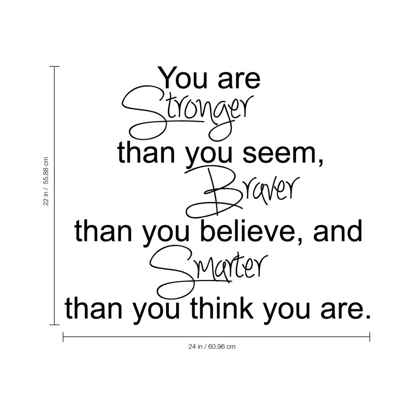 You are stronger than you seem... Inspirational Quote Vinyl Wall Art Decal - Decoration Vinyl Sticker 4