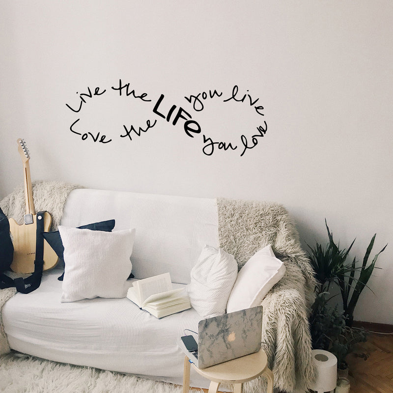 Imprinted Designs Live the Life You Love. Bob Marley Infinity Quote Vinyl Wall Decal Sticker Art (Black; 15" X 42") 4