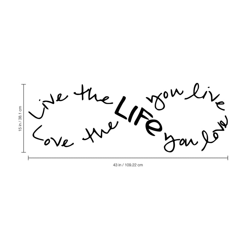 Imprinted Designs Live the Life You Love. Bob Marley Infinity Quote Vinyl Wall Decal Sticker Art (Black; 15" X 42") 5