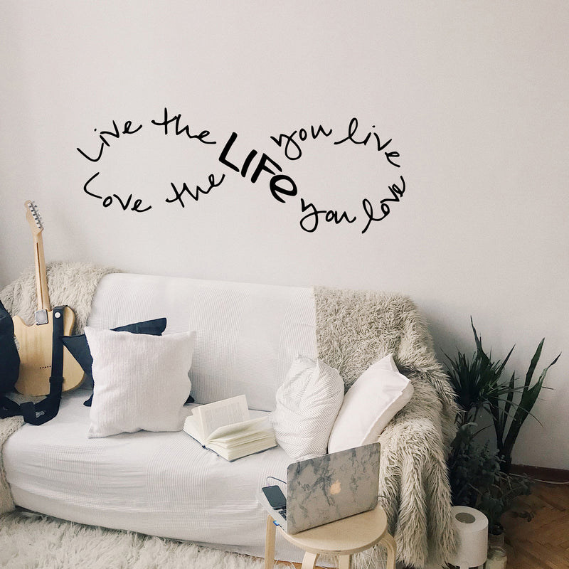 Imprinted Designs Live the Life You Love. Bob Marley Infinity Quote Vinyl Wall Decal Sticker Art (Black; 21" X 60") 1