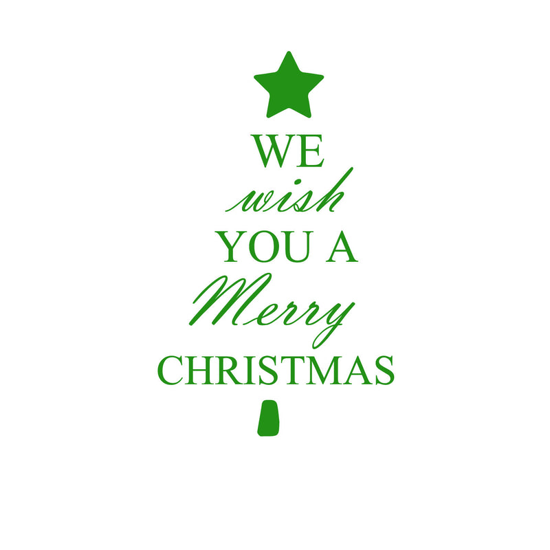 We Wish You A Merry Christmas Vinyl Wall Art Decal - 34.5" x 23.5" Decoration Vinyl Sticker - Green 2
