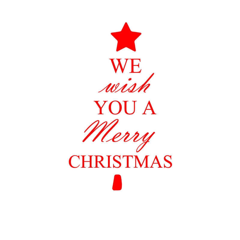 We Wish You A Merry Christmas Vinyl Wall Art Decal - 34.5" x 23.5" Decoration Vinyl Sticker - Red 1