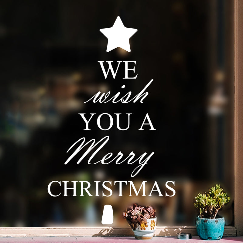 We Wish You A Merry Christmas Vinyl Wall Art Decal - 34.5" x 23.5" Decoration Vinyl Sticker - Green 2