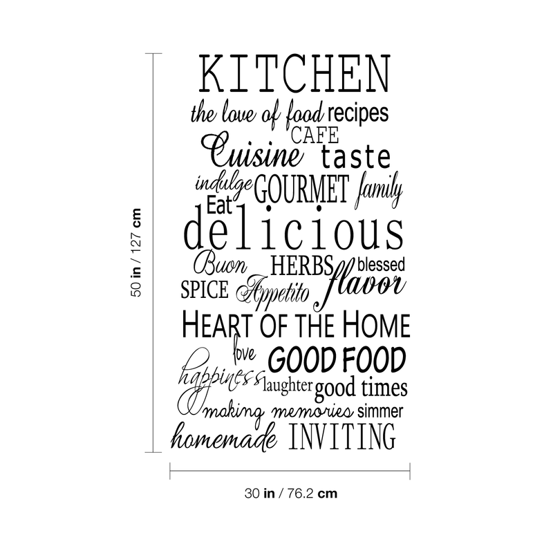 Imprinted Designs Kitchen Words Decorative Vinyl Wall Decal Sticker Art (30" X 38") 3