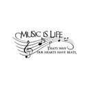Imprinted Designs Music is Life. That’s Why Our Hearts Have Beats Vinyl Wall Decal Sticker Art 23" X 10" 5
